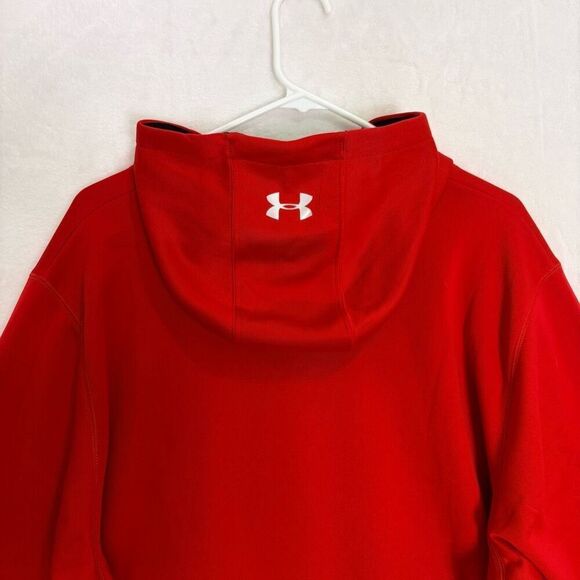 New Under Armour Hockey Red Fleece Lined Hooded Pullover Sweatshirt Men's XL - Picture 9 of 12